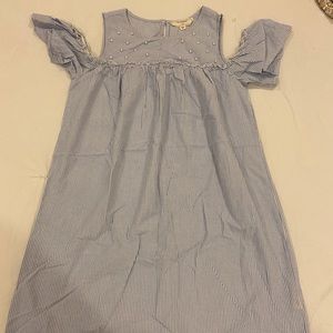 Striped off the shoulder mini dress